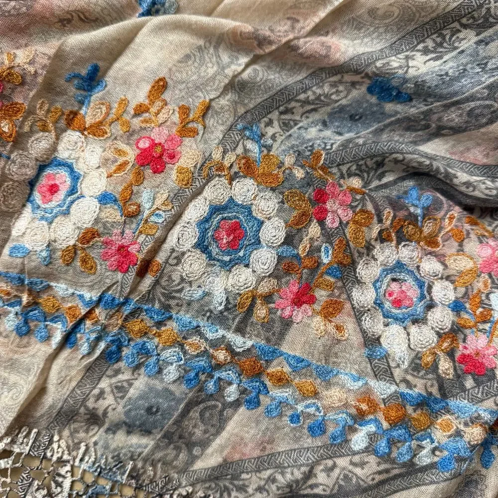 Origami boho open cardigan kimono lace embroidered coastal grandma western OS - Picture 10 of 14